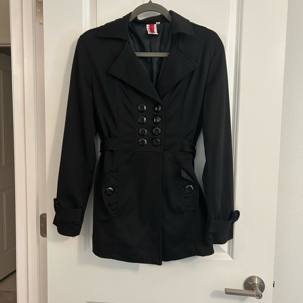 Women's Black Double-Breasted Coat